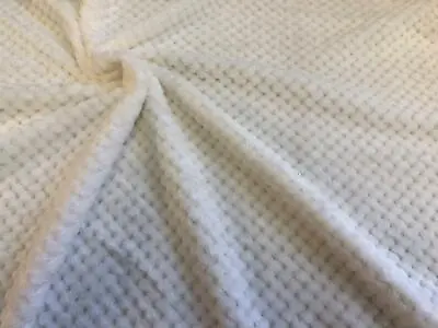 Luxury Cuddle Fleece HONEYCOMB WAFFLE Fabric Material - WHITE • £1.99