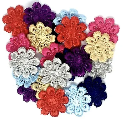 24x Multi Colour Daisy Flower Machine Embroidered 25mm Sew-On Applique Patchi • £2.99