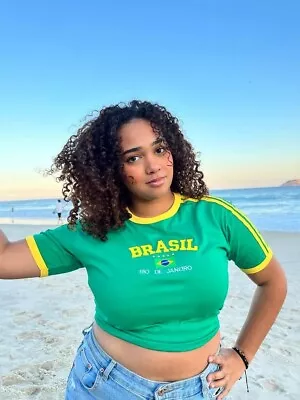 Brazil Green Vintage Crop Top Small Summer BabyTeeFestival Streetwear Brasil🇧🇷 • $29.99