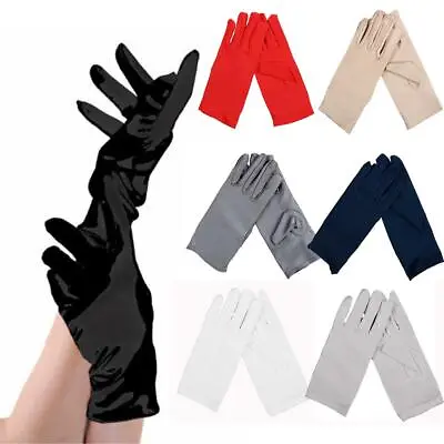 £4.29 • Buy Ladies Short Wrist Smooth Satin Gloves For Party Dress Prom Evening Wedding