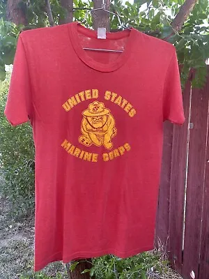 Vintage 80s United States Marine Corps USMC Shirt Single Stitch Soft Paper Thin  • $36.99