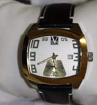 Ven Swiss Men's Swiss Movement Two Tone Quartz Watch New Vs 902.01 Black Leather • $152.99