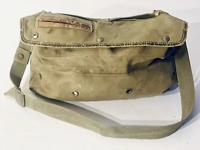 1940’s Vintage Canvas Fishing Trout Bag With Leather Trim & Shoulder Strap • $83.18