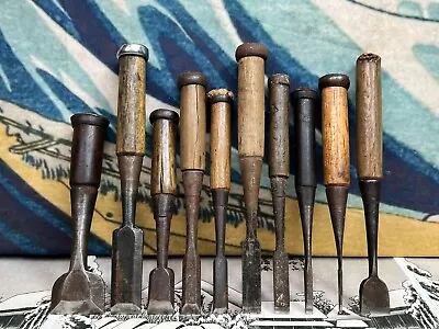 Japanese Vintage Chisel 10set Nomi Made By Famous Blacksmith Hidehiro Etc /c41 • £16.23