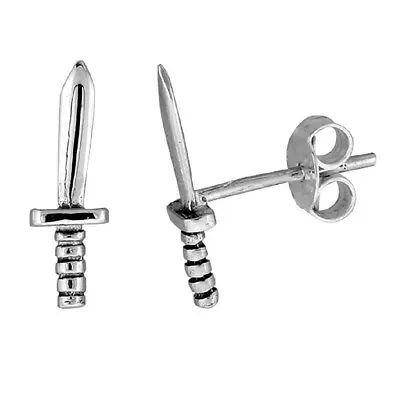 Sterling Silver Dagger Stud Earrings • $10.99
