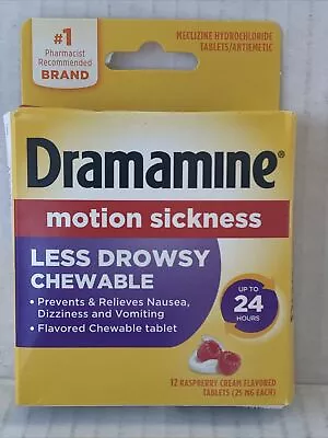 Dramamine Motion Sickness Raspberry Cream Chewable Tablets 12 Count Exp. 5/2024 • $7.85