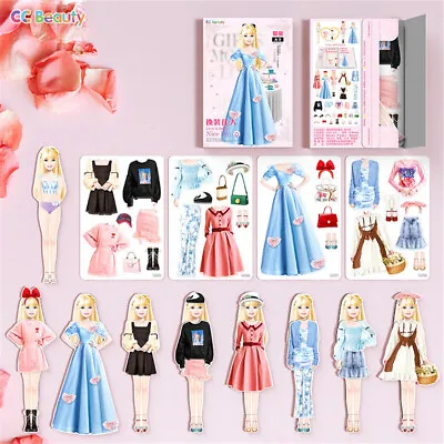 Magnetic Dress Up Paper Dolls Book Outfit Clothes Pieces Play Set Girls Toys • £6.23