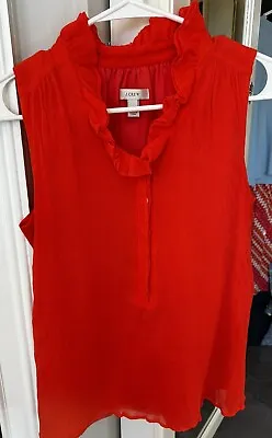 J. Crew 100% Silk Sleeveless Ruffle Blouse. ORANGE Size 4 • $9.50