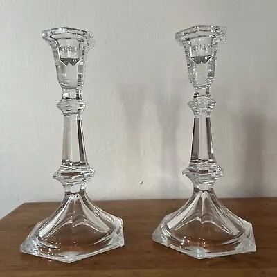 Mikasa Cambridge Candlesticks 8  Set Of 2 Crystal Column  Octagon Candle Holders • $24.99