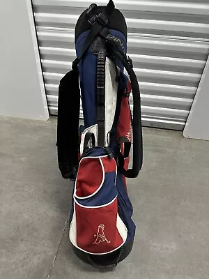 Ping Hoofer 3 Golf Club Bag 4 Way Carry Stand Red White Blue Dual Strap Vintage • $89