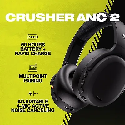 Skullcandy CRUSHER ANC 2 Wireless Headphones W/ SENSORY BASS (Cert Refurb)-BLACK • $99.99