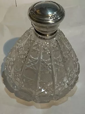 Antique Edwardian Silver Top Large Perfume Bottle Birmingham 1912 • £30