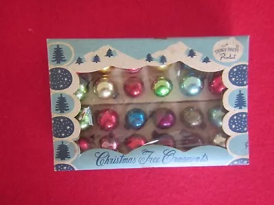 24 Shiny Brite Multicolor 15mm Feather Tree Glass  1/2 Christmas Ornaments Japan • $15.50