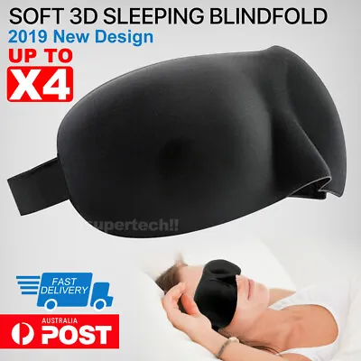 $6.65 • Buy 4x Travel Sleep Eye Mask Soft Memory Foam Padded Shade Cover Sleeping Blindfold