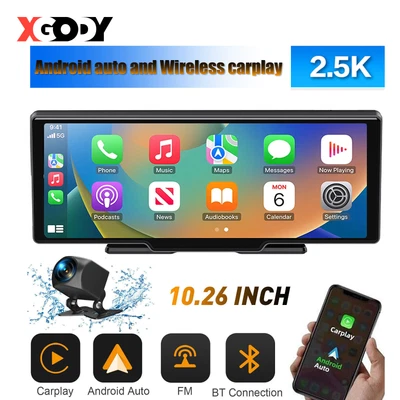 $169.98 • Buy XGODY 10.26'' 2.5K Dash Cam Carplay Wireless Android IOS Auto Reversing Camera