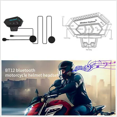 Universal Rechargeable Motorbike Bluetooth 5.0 Wireless Bluetooth Helmet Headset • $21.48