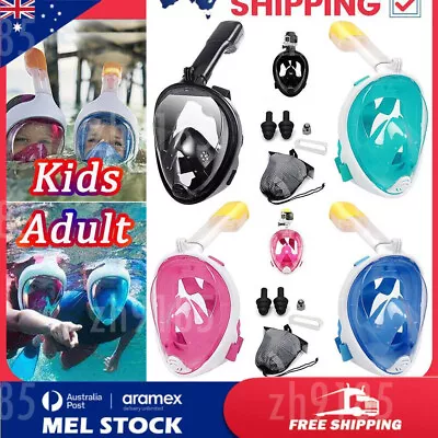 Adult Kids Full Face Snorkel Mask Snorkeling Set Diving Goggles For GoPro Swim • $21.97