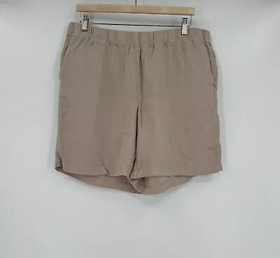 J. Jill Womens Tan Tencel Elastic Waist Casual Pull On Shorts W/Pockets Sz L • $16.15