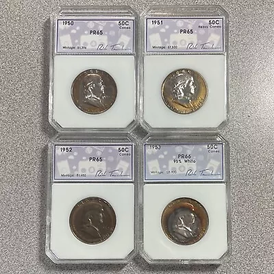 4 Proof Franklin Half Dollars Signed By Rick Tomaska • $1999