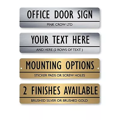 Personalised Metal Door Sign Office Home Business Any Text SILVER GOLD  Plaque • £7.99