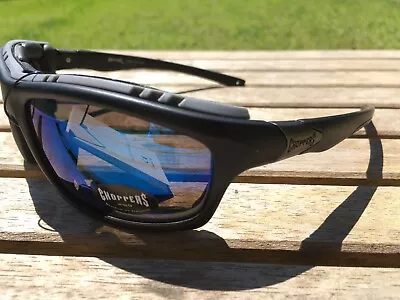 Choppers CP92804 Padded Foam Sunglasses Motorcycle ATV Glasses Black Mirror Lens • $10.99