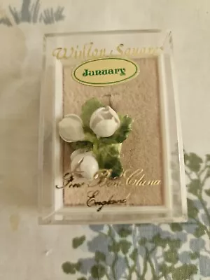 Vintage England Fine Bone China Brooch Winton Square January • £3