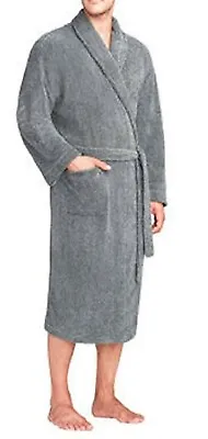 Majestic International Mens Plush Fleece Robe Marled Charcoal • $33.99