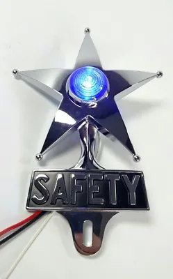 Safety Star License Plate Topper Dual Function Blue LED Vintage Car Accessory • $49.99