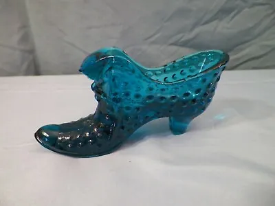 $29.99 • Buy Fenton Jamestown Blue Glass Hobnail Cat Head Shoe Slipper
