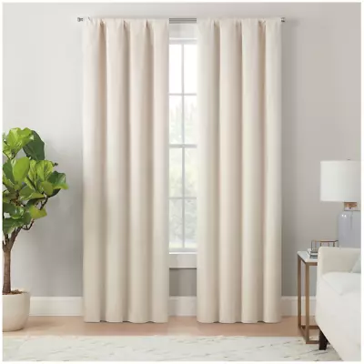 Eclipse Magnitech Cannes Ivory Solid Polyester 84  L X 40  W Blackout Curtain • $22.50
