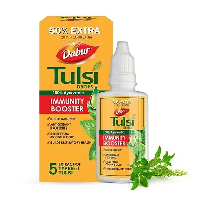 Dabur Ayurvedic Tulsi Drops Immunity Booster - 20ml + 10ml Extra • $9.90