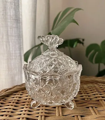 Crystal Sugar Bowl With Butterfly Lid Royal Vintage Candy Dish Footed  • $8