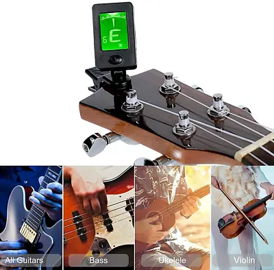 $6.99 • Buy Digital Chromatic LCD Clip-On Electric Tuner For Bass Guitar Ukulele Violin