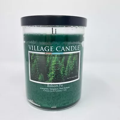 Village Candle Glass Jar Candle Balsam Fir Green 2-Wick Open Box 14-ounce 85 Hr • $14.99