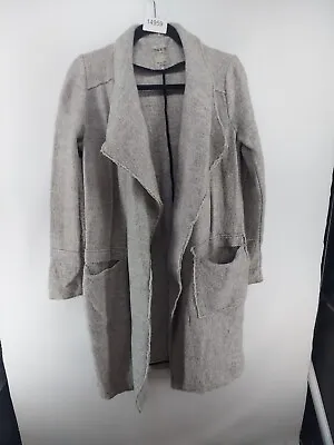 Zara Trafaluc Coat Women Size Small Gray Long Open Front Wool Blend AS IS • $25