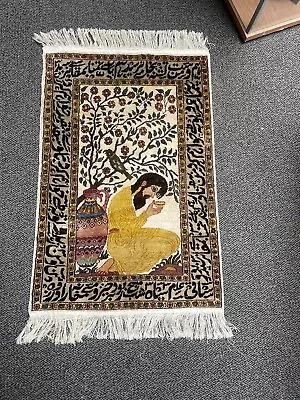 Vintage Sikandar-Omer Khayam Design Hand Made-Knotted Prayer Rug Carpet 2x3 • $125