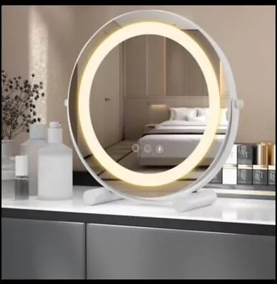 30 CM LED Light Up Round Mirror With 3 Colours And Adjustable Brightness Vanity • £18
