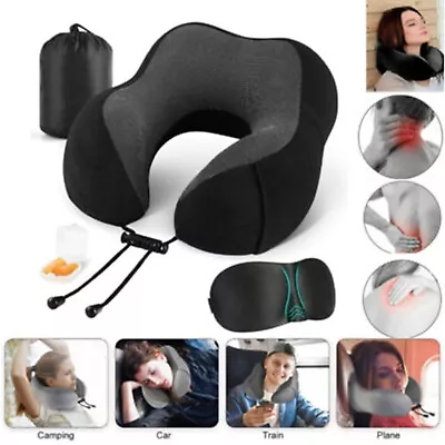 Memory Foam U Shaped Travel Pillow Neck Support Soft Head Rest Car Plane Cushion • £9.98