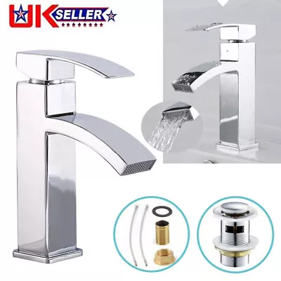 £7.92 • Buy NEW Modern Waterfall Bathroom Tap Basin Sink Mono Mixer Chrome Cloakroom + Waste