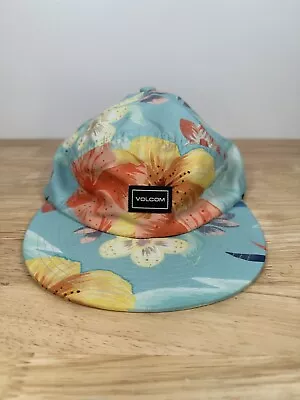 Volcom Hat 5 Panel Cap Floral Blue Strap Back Adjustable Hawaiian • $14.99