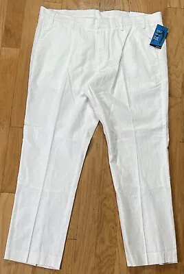 Perry Ellis Portfolio Slim Fit White Linen Blend Pants - Men’s 36x32 - NWT $95 • $40.45