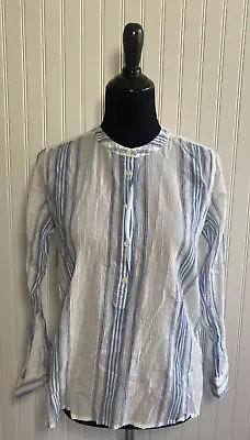 J Crew Women’s Size 8 Nautical Long Sleeve Shirt Blue White Stripes • $19.99