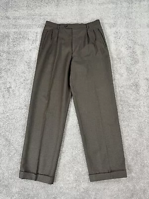 Nordstrom Pants Men 32x30 Brown Wool Houndstooth Check Comero Italy Designer • $25