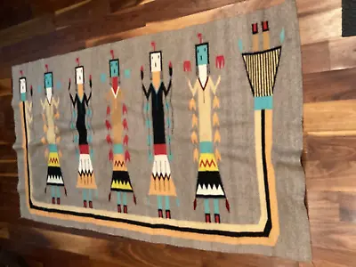 Vintage 1940's Navajo Yei Pictorial Rug Blanket Or Wall Weaving  XL   83” X 47” • $1250