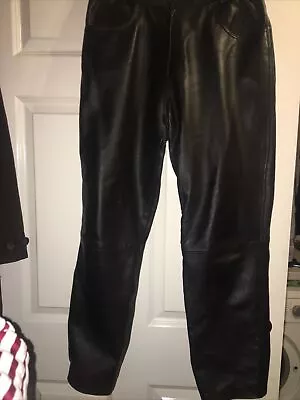 Womens Keenan Black Leather Co Trousers 16 • £20