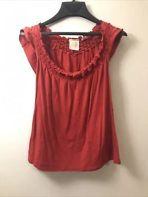 ANTHROPOLOGIE C KEER RED Chinchef SMOCKED TANK TOP SHIRT XS • $5