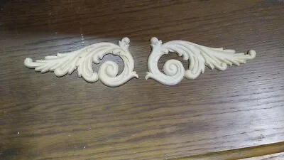 Furniture Birch Wood Applique Floral Acanthus 2-7/8  X 6-1/4  Cabinet Decoration • $3.50