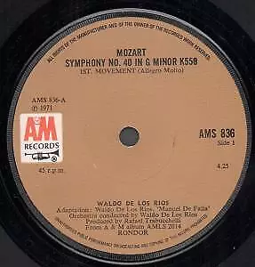 AMS836 Waldo De Los Rios Mozart Symphony No 40 In G Minor K550 7  Vinyl U /EX- • £2.28