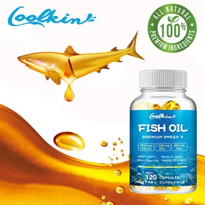 Fish Oil Premium Omega 3 3600mg - With EPA & DHA - Support Brain & Heart Health • £9.05