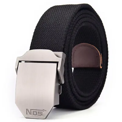 Mens Womens Ladies Thick Canvas Belts Casual Automatic Buckle Free Size UK Stock • £9.99